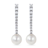 Diamond & Freshwater Pearl Dangle Earrings
